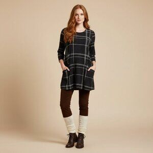 Alembika Windowpane Mineral Wash 3/4 Sleeve Pocket  Tunic